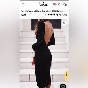 Elegant, Sexy Black Open Back Dress